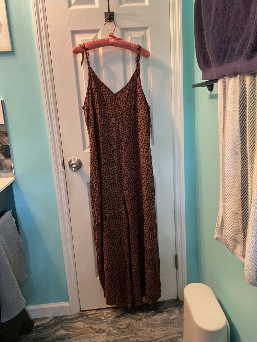 Old Navy Brown and Black Leopard-Print Wide-Leg Jumpsuit